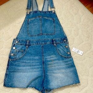 Denim overall shorts